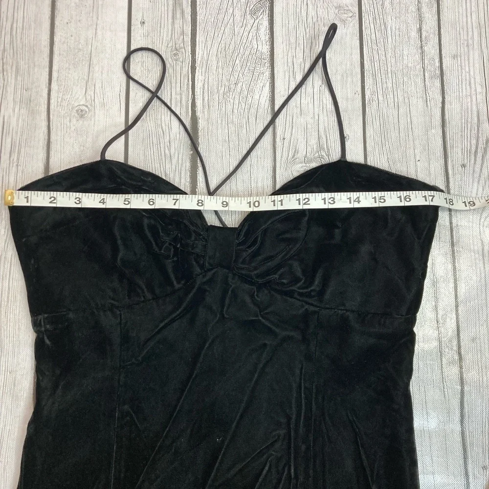 NWT Jessica McClintock Gunne Sax Vintage Black Velvet Spaghetti Strap Dress